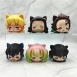 figurines demon slayer nezuko tanjiro zenitsu inosuke mitsuri tokito chat qui dort pack de 6