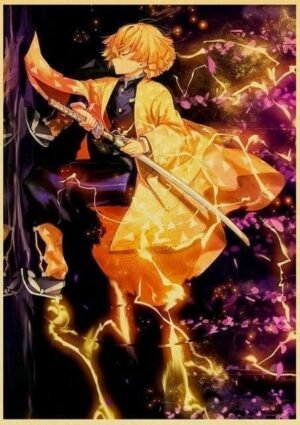 poster demon slayer zenitsu thunder breathing kimetsu