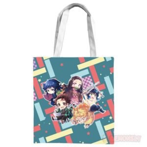 tote bag demon slayer personnages kawaii colores